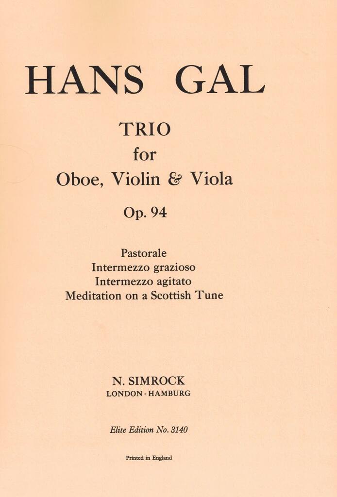 Simrock Trio in A op. 94    Oboe, Violin and Viola Studienpartitur  EE 3140-01 : photo 1