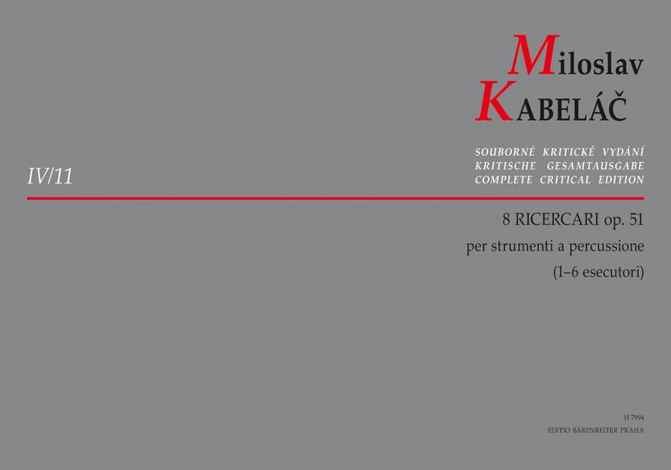 8 Ricercari per strumenti a percussione Miloslav Kabelc  Percussion Buch  H7994 : photo 1