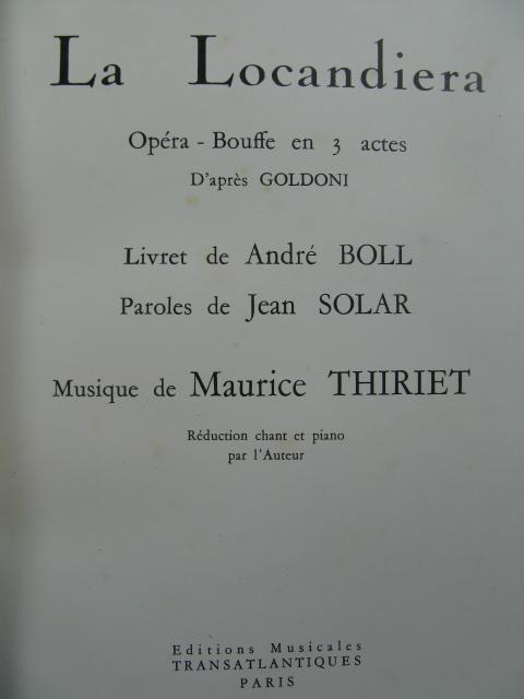 La Locandiera  André Thiriet  Vocal and Piano Buch  ETR000635 (ETR000635) : photo 1