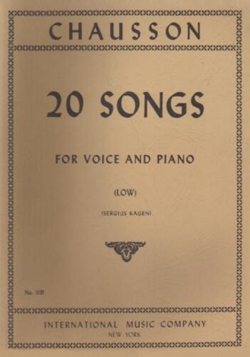 International Music Co. 20 Songs  Ernest Chausson  International Music Company Alto / Bass Voice and Piano Recueil  Classique : photo 1