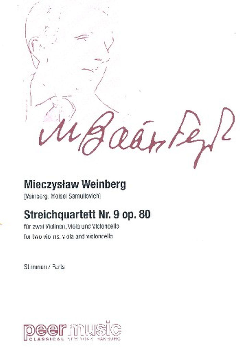 Streichquartett Nr 9 Opus 80  Mieczyslaw Weinberg  2 Violins, Viola and Cello Set de partitions : photo 1