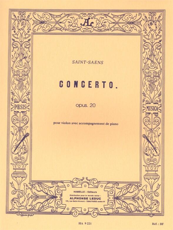 Concerto For Violin And Orchestra No.1 Op.20  Camille Saint-Sans  Alphonse Leduc Violon et Piano Recueil  Classique : photo 1