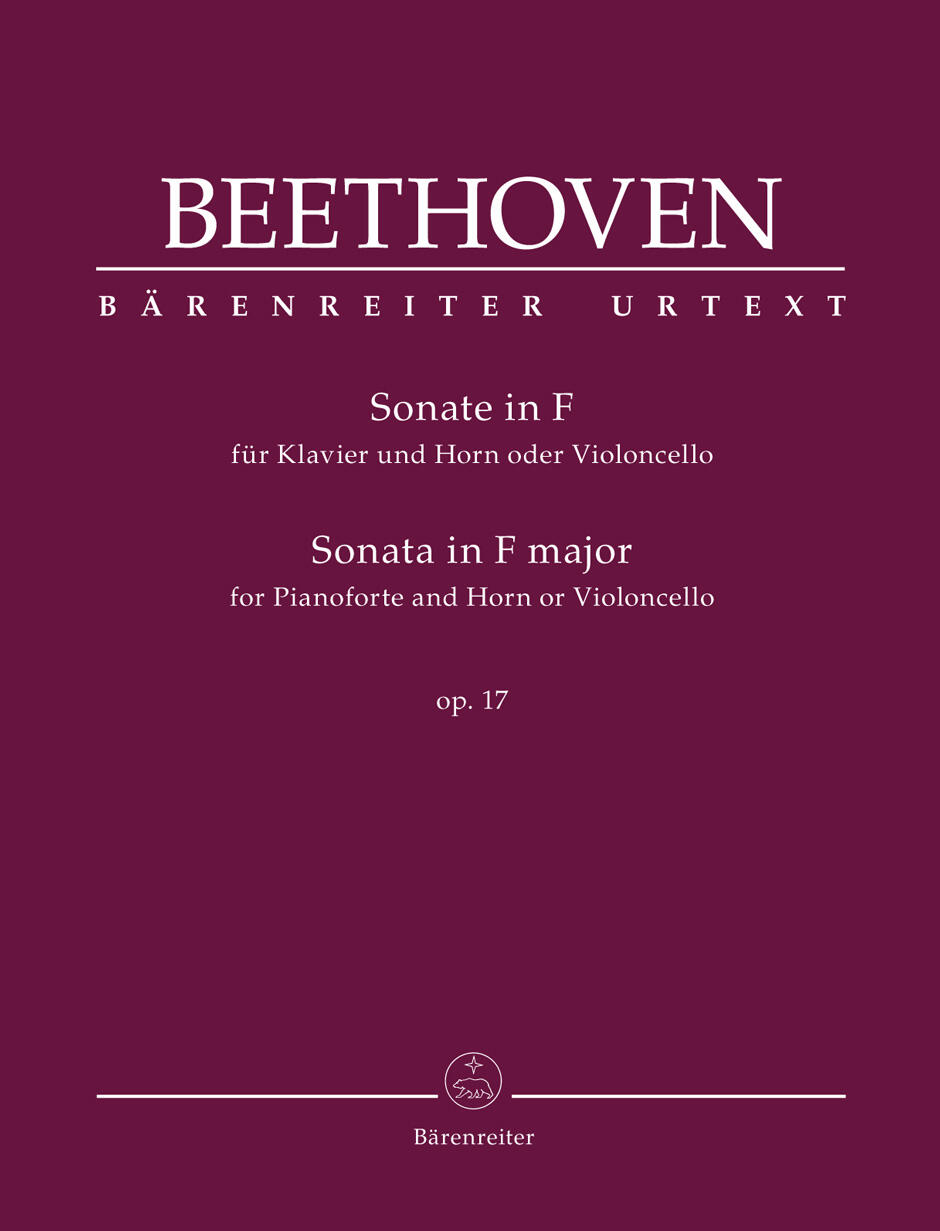 Sonata in F major op. 17 for Pianoforte and Horn or Violoncello Ludwig van Beethoven Jonathan Del Mar Bärenreiter-Verlag Piano, Horn and Cello Score + Parties Urtext Classique English-German : photo 1