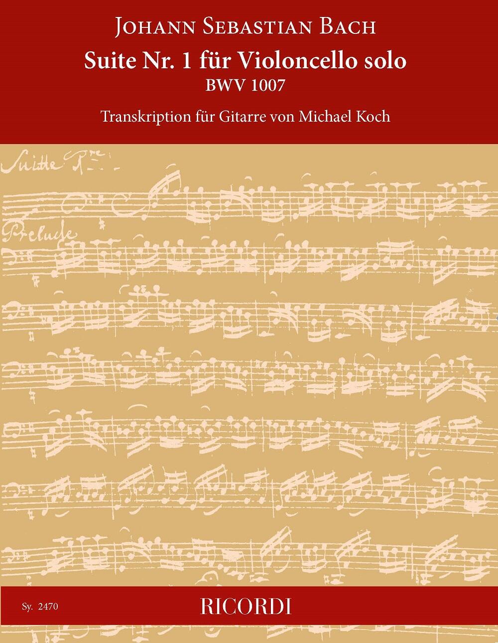 Suite Nr. 1 für Violoncello solo BWV 1007 Transkription für Gitarre von Michael Koch Johann Sebastian Bach : photo 1