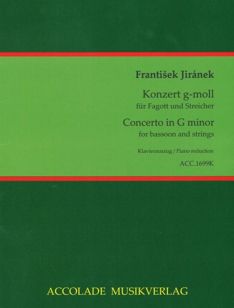 Konzert G-Moll  Frantisek Jiranek  Accolade Verlag Bassoon and String Ensemble Réduction de piano : photo 1