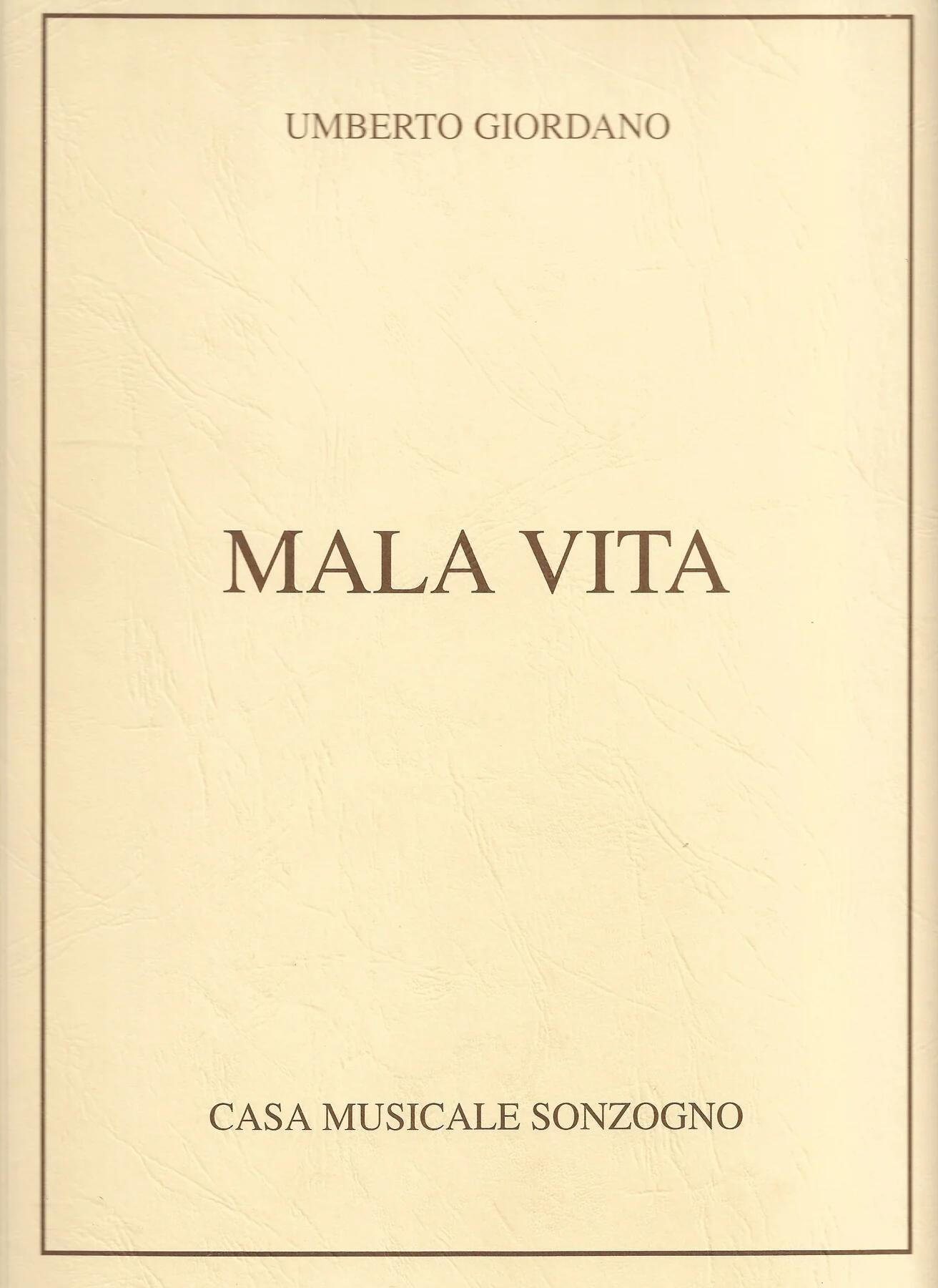 Mala vita Vocal and Piano Italian : photo 1