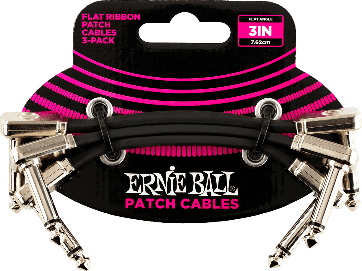 Ernie Ball Angled / Angled Flat Black 7.62cm Pack of 3 (EB6220) : photo 1