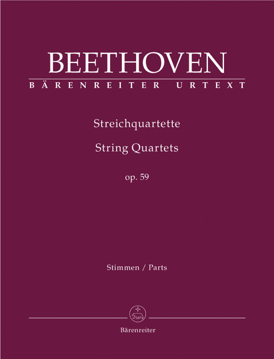 Bärenreiter String Quartets Op. 59 Parts  Ludwig van Beethoven  Bärenreiter-Verlag Quatuor à Cordes Recueil Bärenreiter Urtext Classique : photo 1