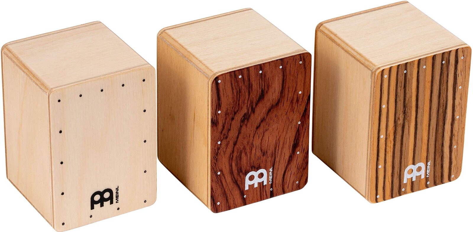 Meinl Wood Shakers Mini Cajon Shaker 3pcs Set - Bubinga/Natural/Zebrano (SH50-SET) : photo 1
