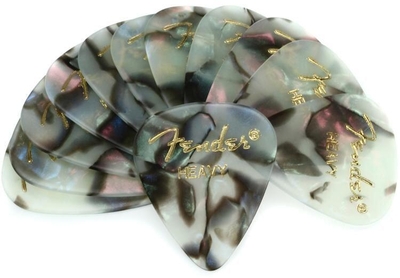 Fender Premium Celluloid Picks 351 Shape Heavy Abalone Bag of 12 Pieces