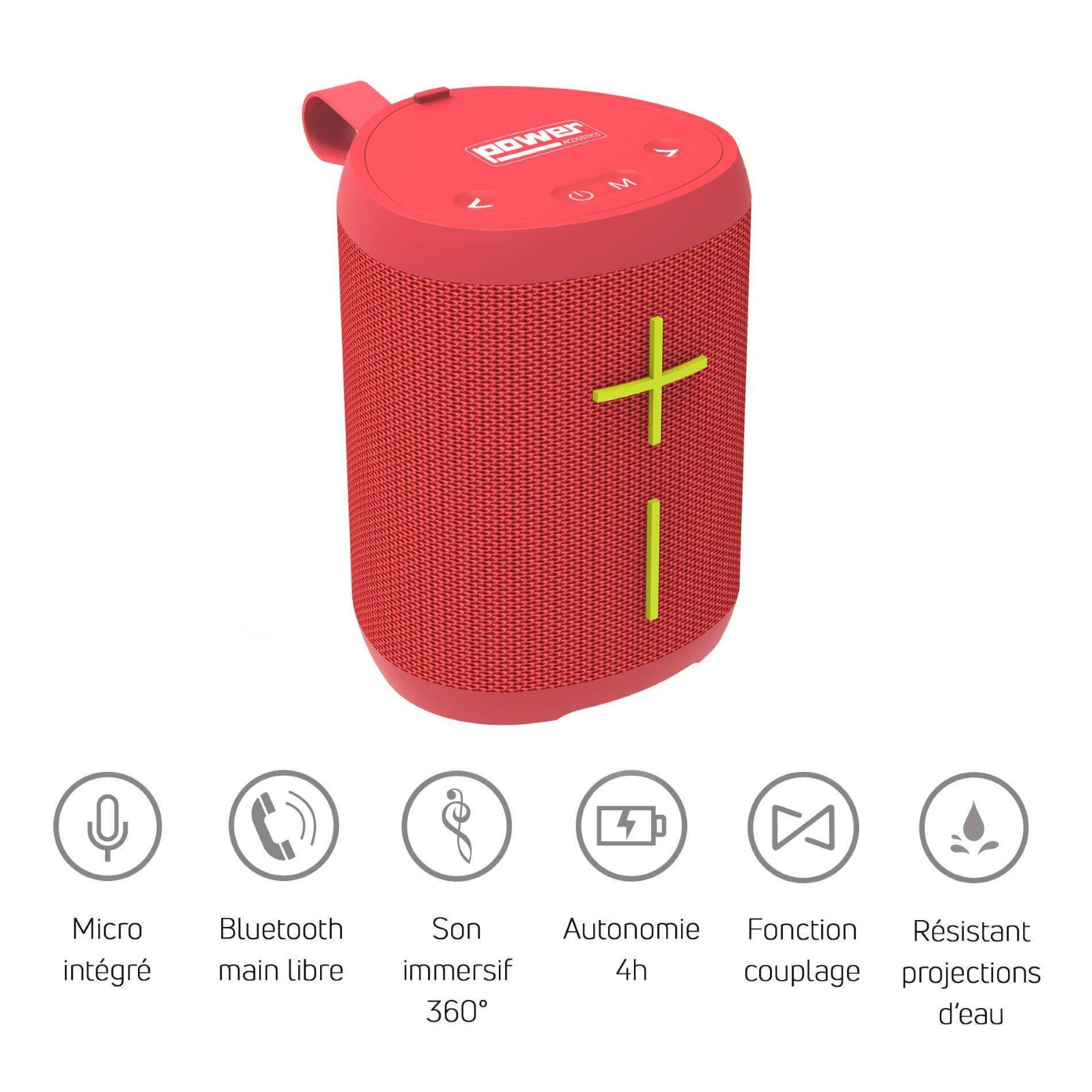 Power Acoustics RED Enceinte Nomade Bluetooth Compacte - Couleur Rouge (GETONE 20) : photo 1