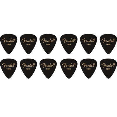Fender 351 Shape Premium Picks Thin Black 12 pack