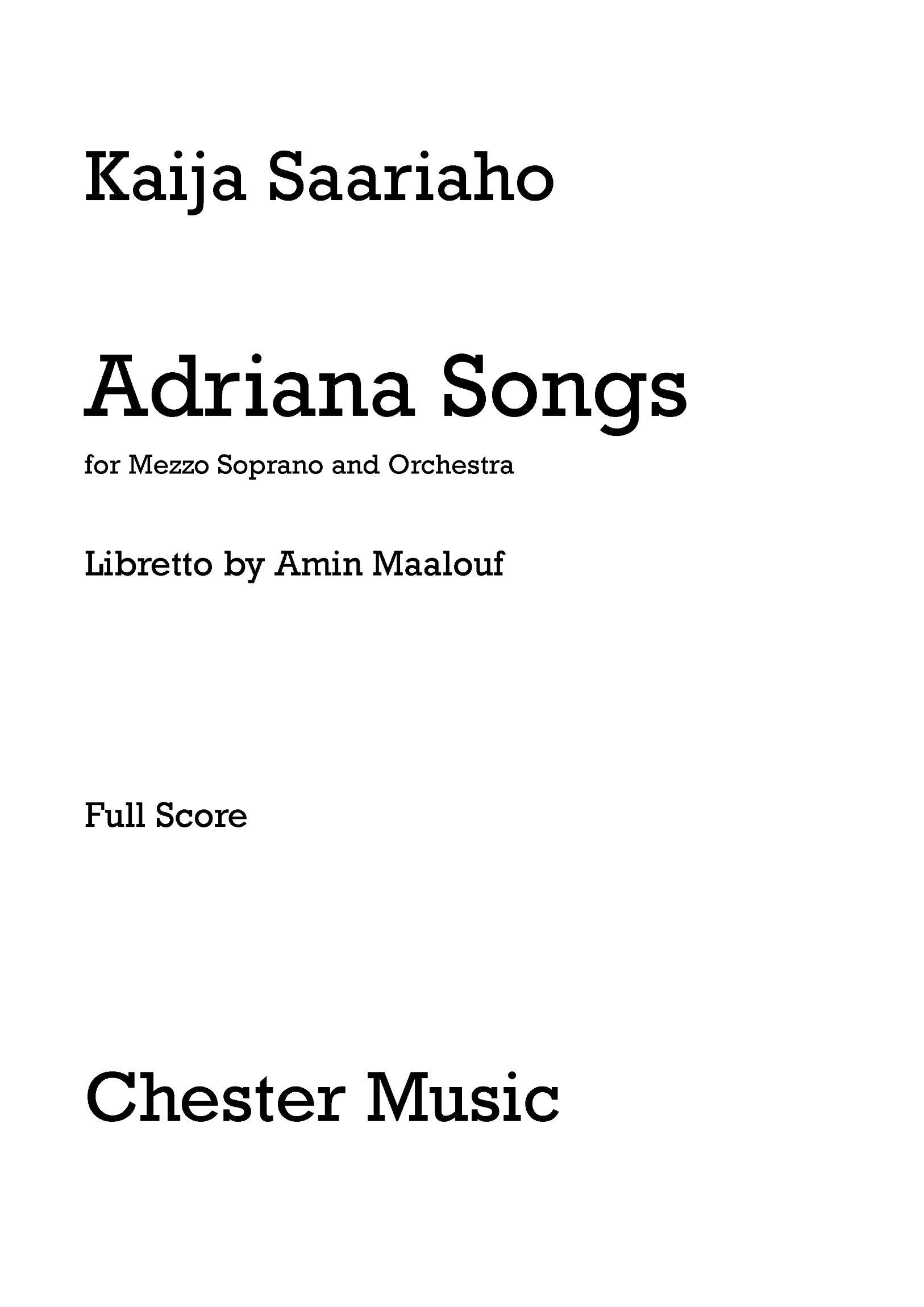 Adriana Songs (Full Score) : photo 1