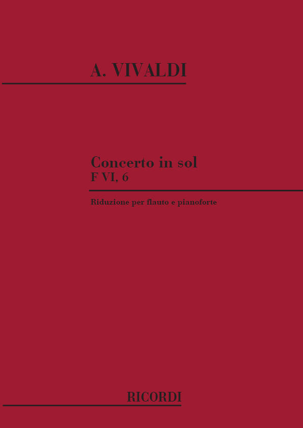 Concerto In Sol Rv 438 F.Vi/6 - Tomo 138 - Riduzione Per Flauto E Pianoforte : photo 1