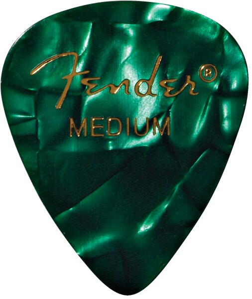 Fender Premium Celluloid 351 Shape Picks, Medium, Green Moto (la pièce) : miniature 1