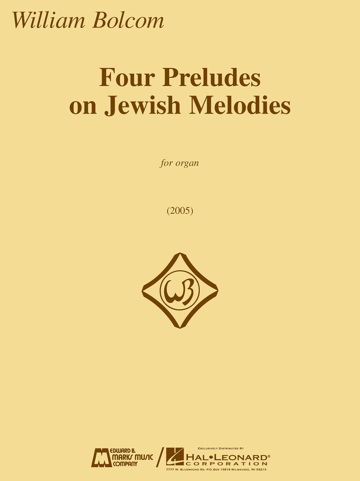 Edward B. Marks Music Company Four Preludes On Jewish Melodies for Organ : photo 1