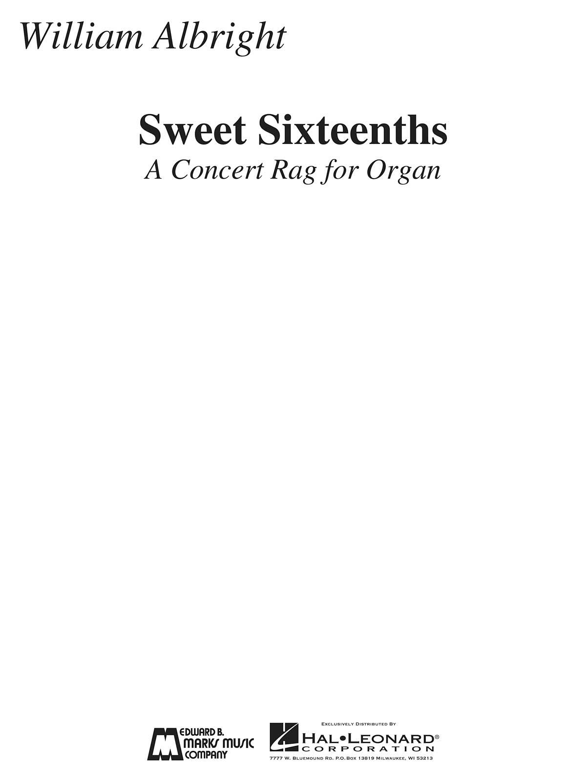 Edward B. Marks Music Company Sweet Sixteenths - A Concert Rag For Organ : photo 1