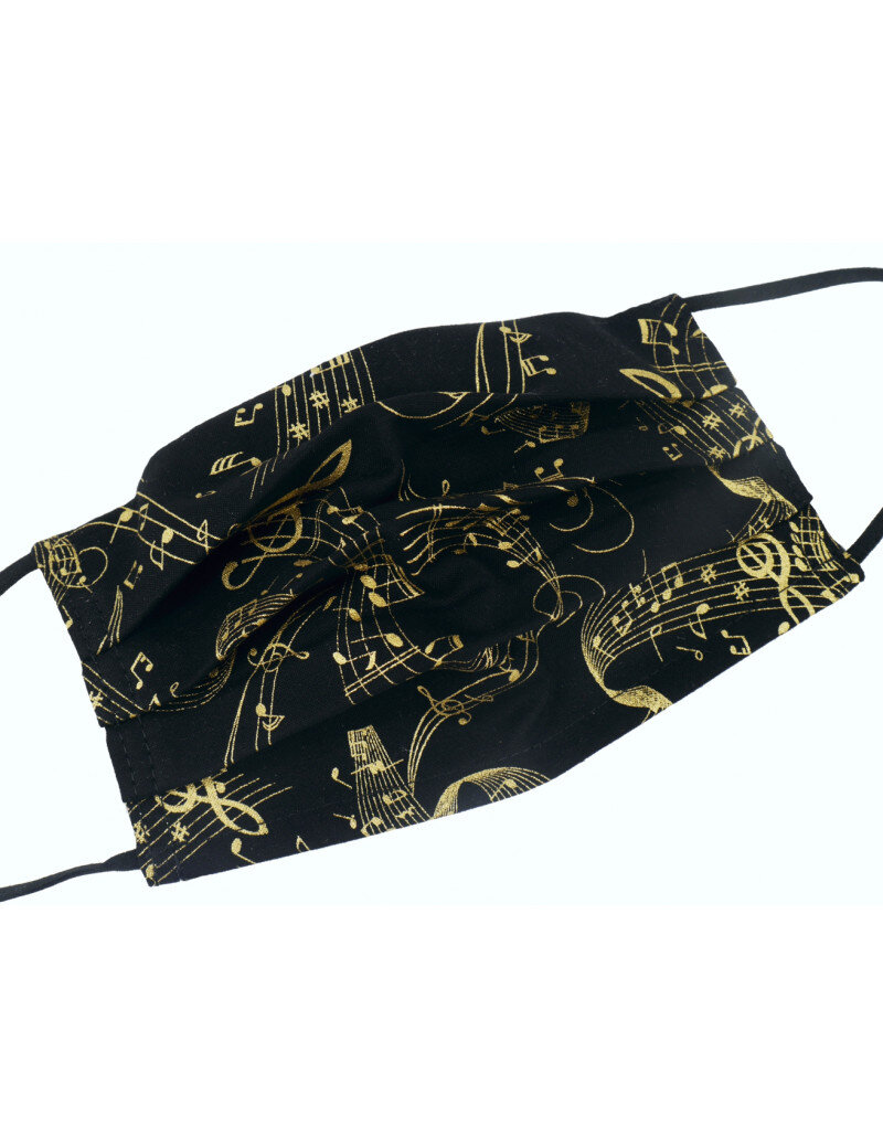 Agifty Mask black with gold staves Face Covering Music Design 34 (Cotton) 18.59.5 cm : photo 1