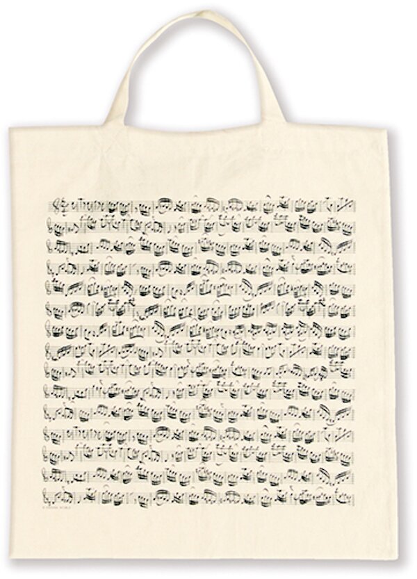 Vienna World Tote bag Sheet music white / White short handles : photo 1