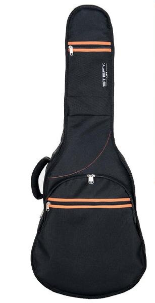 Stefy Line Folk Guitar Gig Bag, padding 13mm, Black/Orange - 300 Series : miniature 1