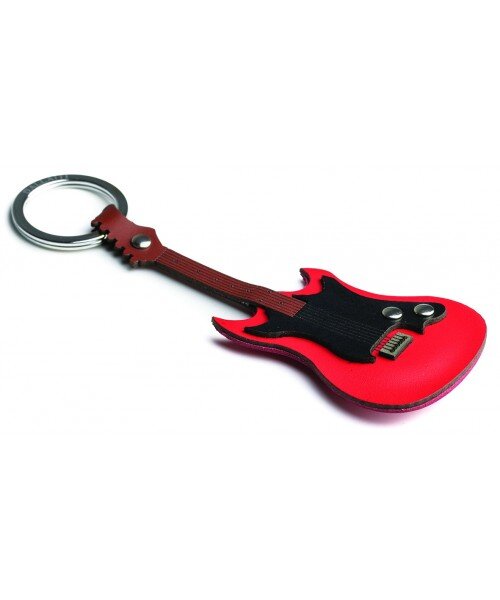 Music Gifts Company Italian Leather Keyring Italian Leather Keyring - Electric Guitar : photo 1