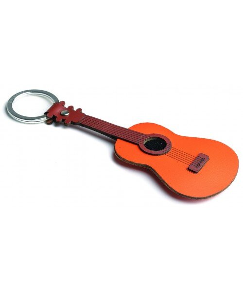 Music Gifts Company Italienischer Schlüsselanhänger aus Leder Italienischer Schlüsselanhänger aus Leder - Akustikgitarre : photo 1
