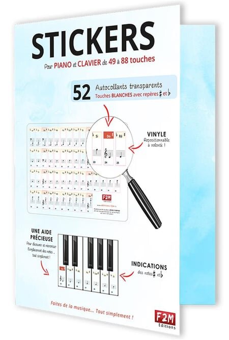 F2M Stickers For Piano and Keyboard / from 49 to 88 Keys in French : photo 1