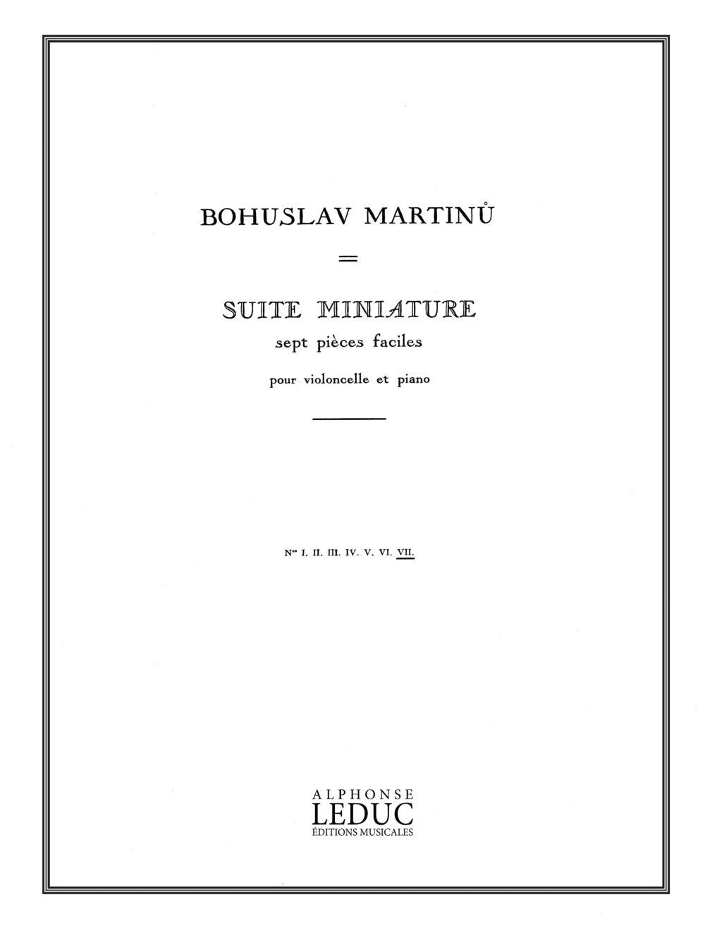 Alphonse Bohuslav Martinu: Suite miniature H192, No.7 Cello und Klavier : photo 1