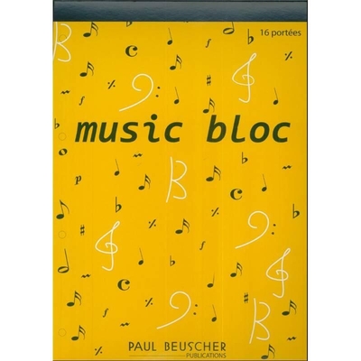 Paul Beuscher Music bloc 16 portées Papier à musique bloc de 128 pages perforées 21 x 29.7 cm