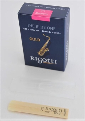 Rigotti Saxophone Tenor Reeds Jazz 2.5 Light The Blue one Gold 10 Pcs