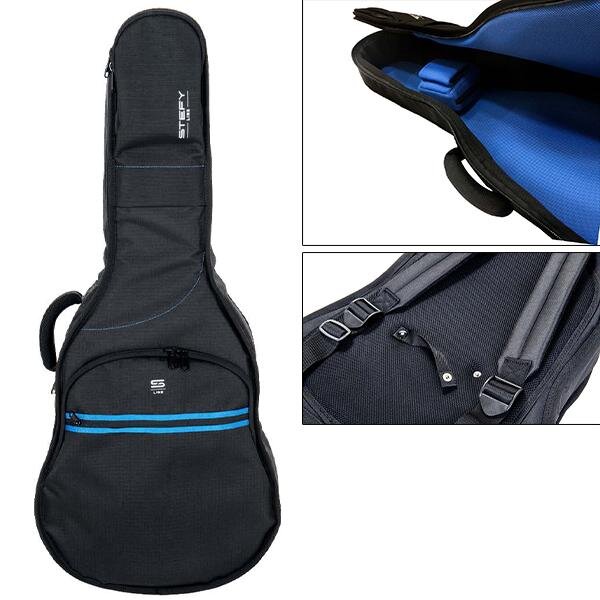 Stefy Line Tasche für Konzertgitarre 4/4 Polsterung 20mm schwarz/blau : photo 1