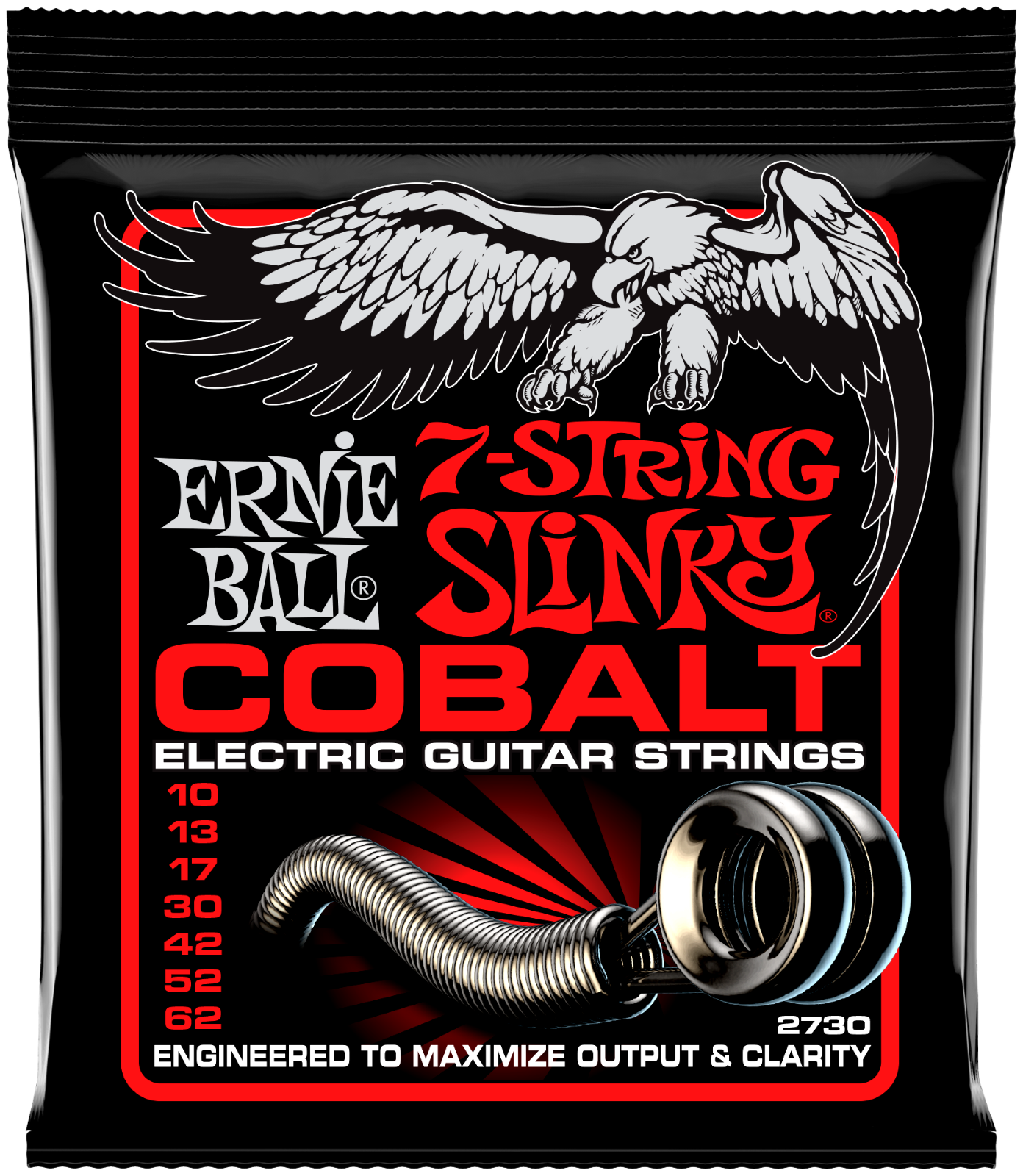 Ernie Ball Jeu de cordes, Slinky Cobalt 7 cordes, Skinny 10-62 : photo 1