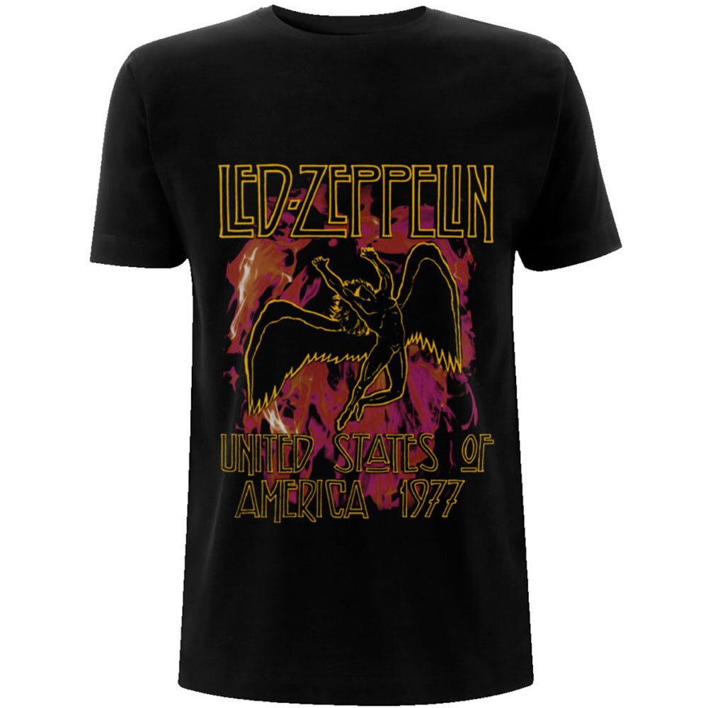 T-Shirt Led Zeppelin Black Flames Taille S - Rockoff : miniature 1