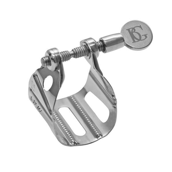 BG Jazz Metal Ligature and Mouthpiece Guard for Alto and Tenor Sax, Silver Plated (BG-L27MJ) : photo 1