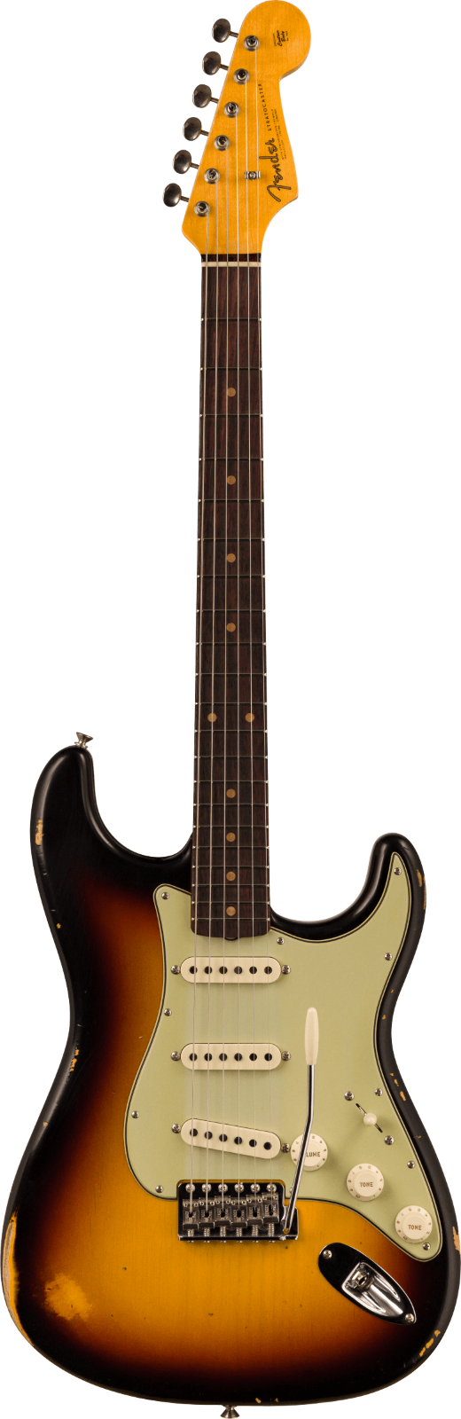Fender Custom Shop Late 1962 Stratocaster Relic with Closet Classic Hardware, Rosewood Fingerboard, 3-Color Sunburst : miniature 1