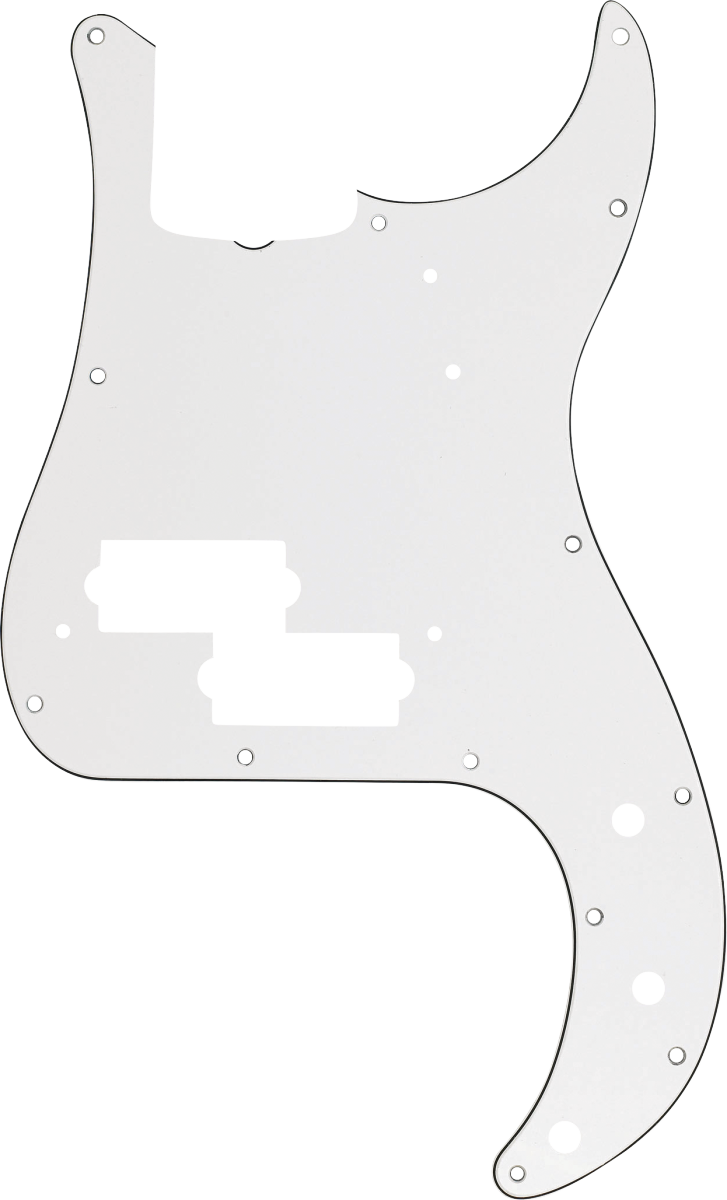 Fender Pickguard, Precision Bass 13-Hole Vintage Mount (with Truss Rod Notch), White, 3-Ply : photo 1
