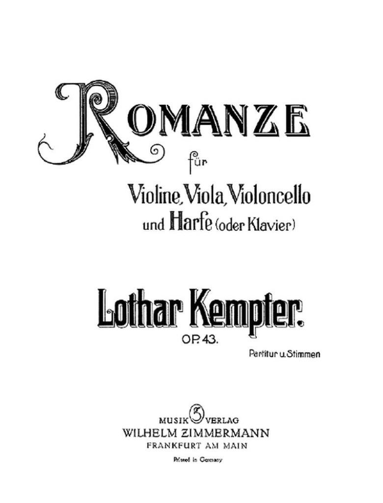Romanze op. 43 Lothar Kempter Violin, Viola, Cello and Harp : photo 1
