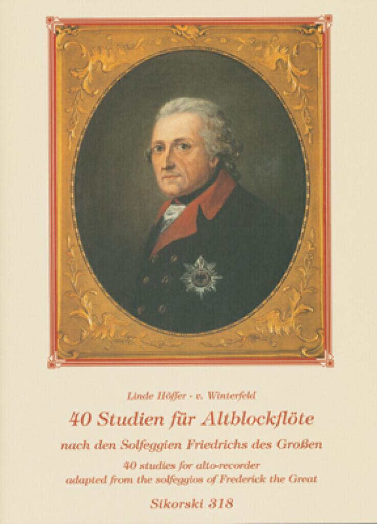 Edition 40 études pour flûte à bec alto par Frédéric le Grand 40 Studien für Altblockflöte Nach den Solfeggien Friedrichs des Groen : photo 1