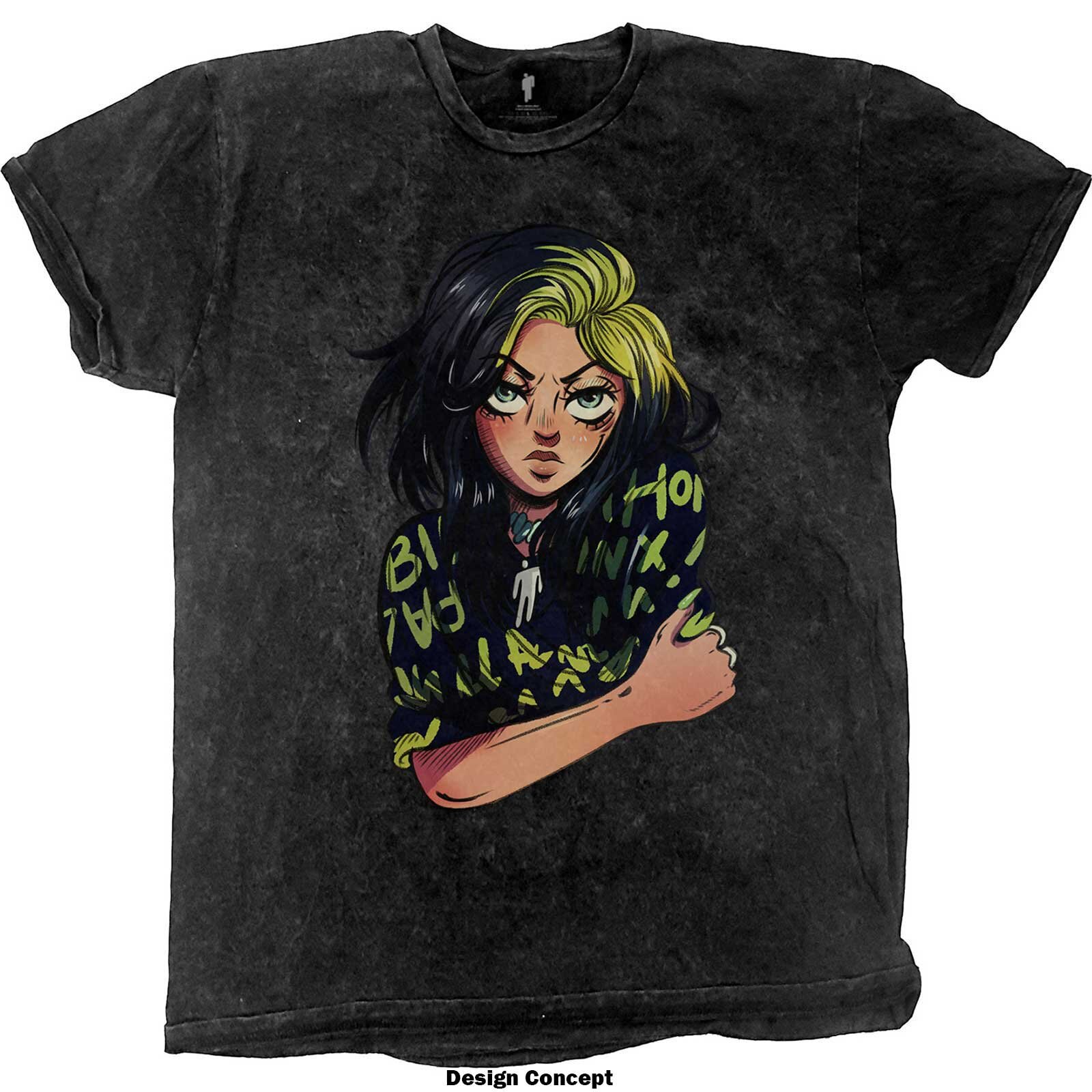 Rockoff Billie Eilish Unisex T-Shirt: Anime Billie (Wash Collection) Size M : photo 1