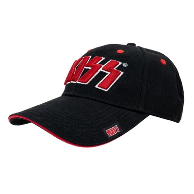 Kiss Baseball Cap: Red on White Logo (Black)