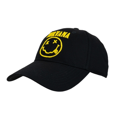 Nirvana Baseball Cap: Logo & Smiley (Black)