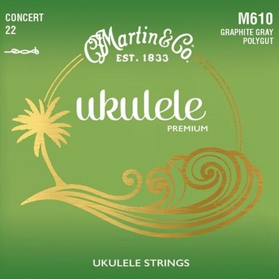 Martin & Co Premium Konzert-Ukulele-Set Graphitgrau Polygut .0228 - .0236