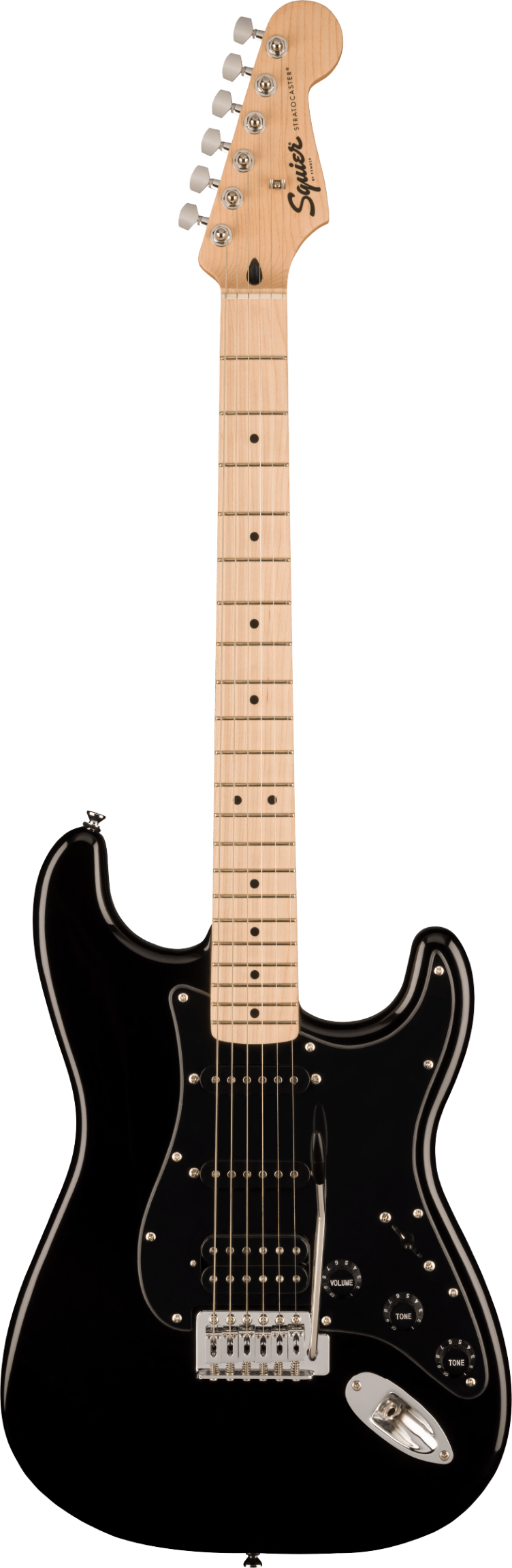 Squier Sonic Stratocaster HSS, Maple Fingerboard, Black Pickguard, Black : photo 1