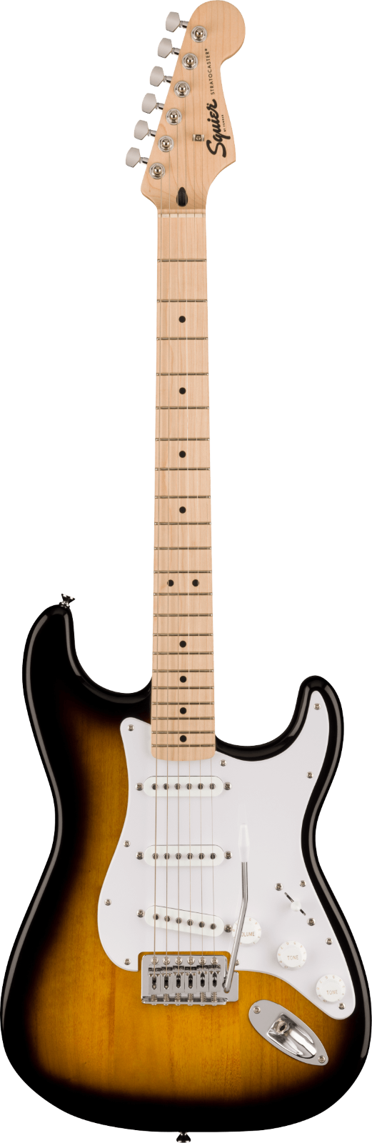 Squier Sonic Stratocaster, Ahorngriffbrett, weißes Schlagbrett, 2-Color Sunburst : photo 1