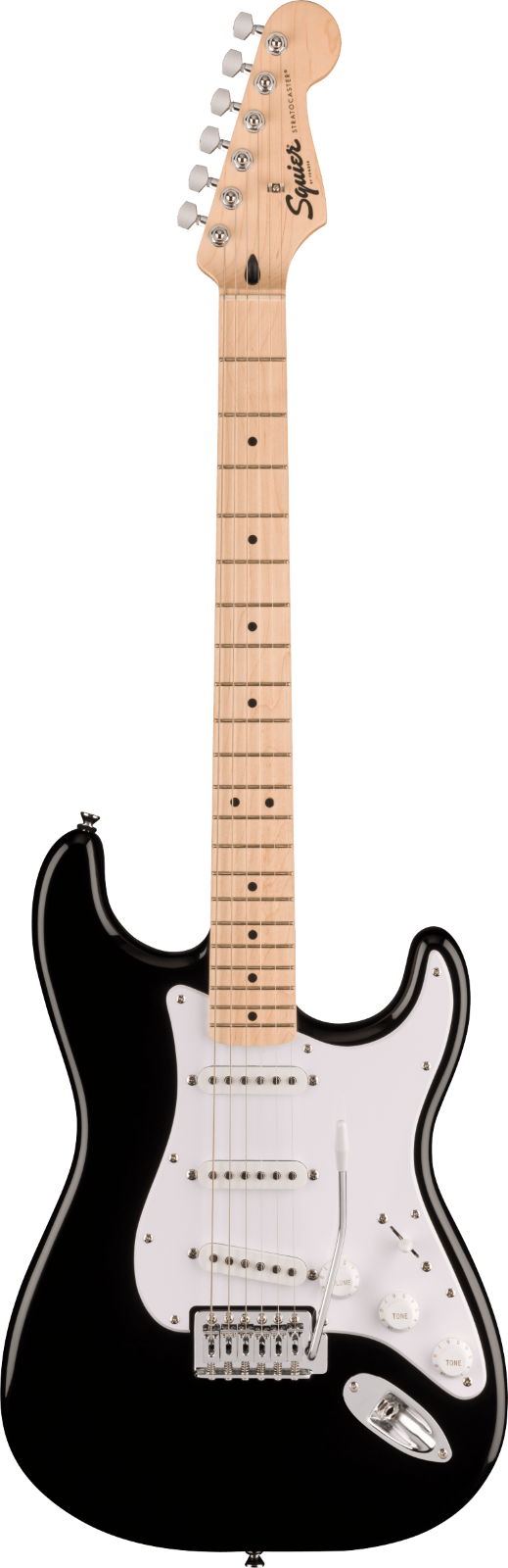 Squier Sonic Stratocaster, Ahorngriffbrett, weißes Schlagbrett, schwarz : photo 1