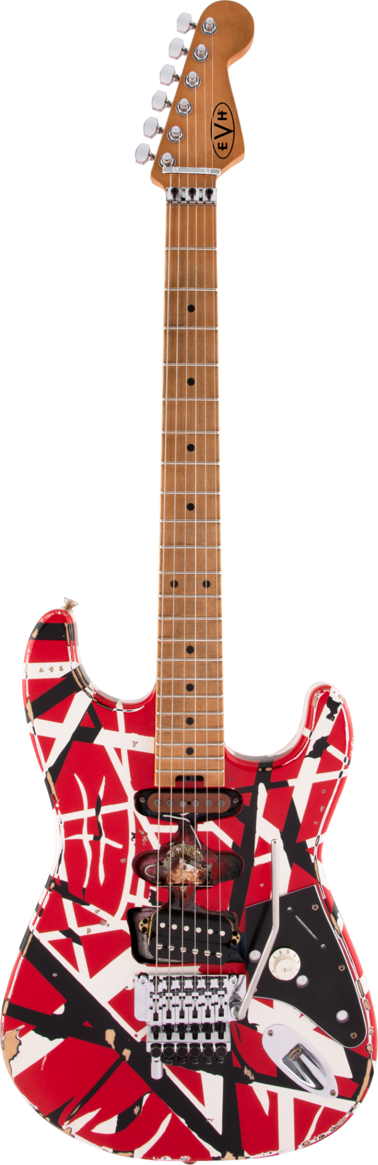 EVH Striped Series Frankenstein Frankie, Maple Fingerboard, Red with Black Stripes Relic : photo 1