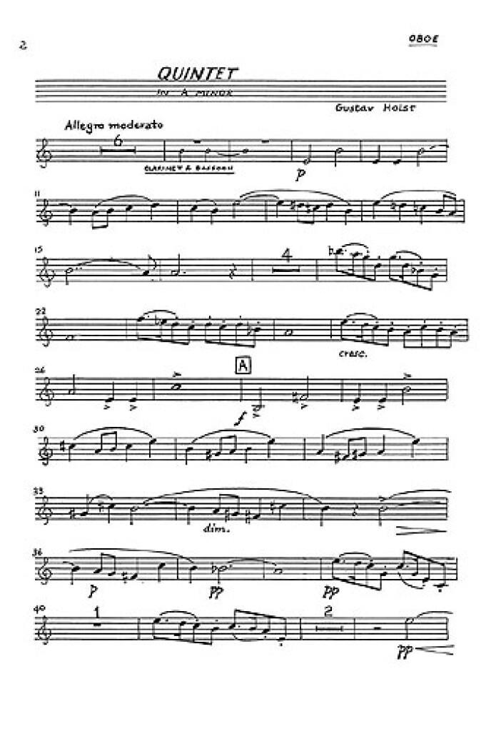 Quintet In A Minor For Piano and Wind Op.3 (Parts) : photo 1