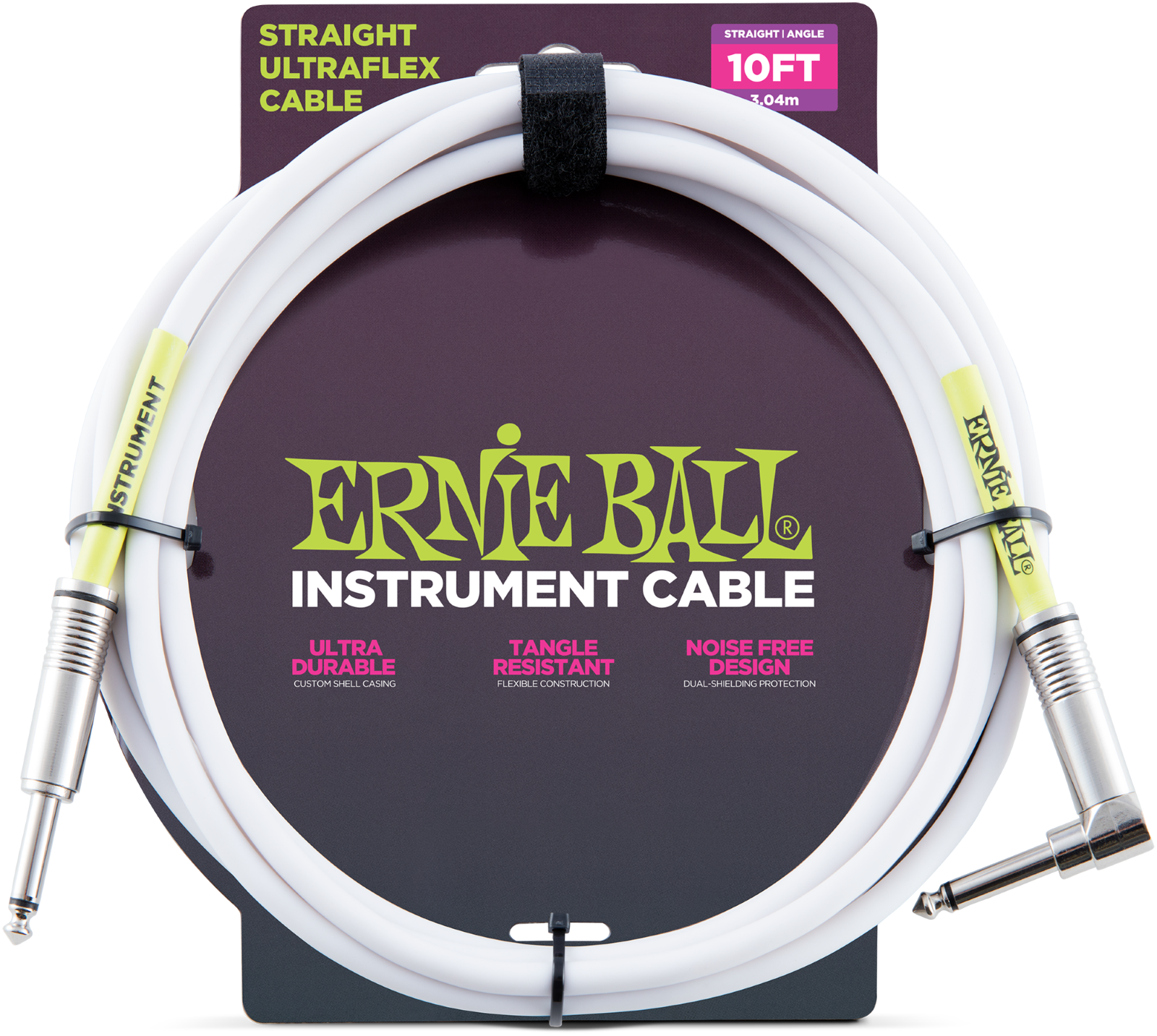 Ernie Ball Câble pour instrument, droit/coudé, blanc, 3,04m : photo 1