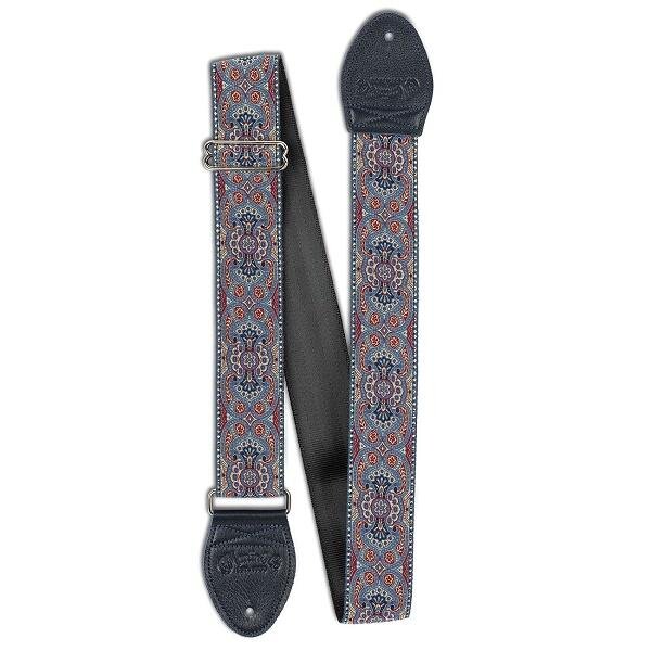 Martin & Co Souldier Slide Guitar Strap - Arabesque Indigo, with Leather Ends : photo 1