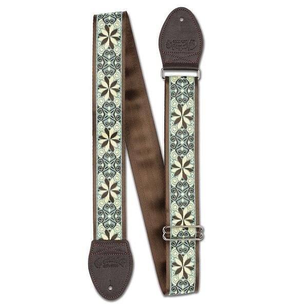 Martin & Co Souldier Slide Guitar Strap - Dresden Star Seafoam, with Leather Ends : photo 1